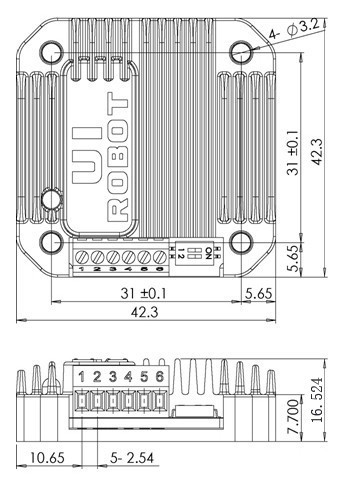 UIM242C0x 步进电机CAN总线控制驱动器外形尺寸图